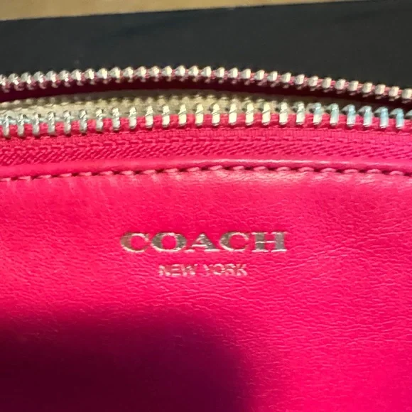 Coach Hot Pink Leather Cosmetic Pouch - Picture 2 of 11